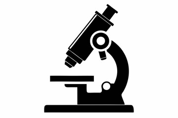 microscope silhouette line art vector illustration with a white background