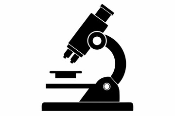 microscope silhouette line art vector illustration with a white background