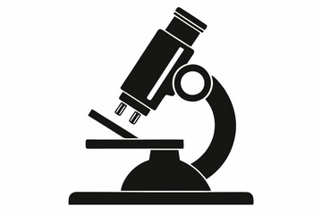 microscope silhouette line art vector illustration with a white background