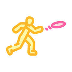 playing frisbee summer spend time color icon vector illustration
