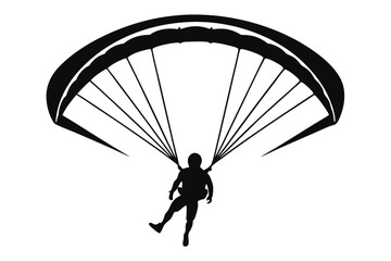 paraglider silhouette line art vector illustration with a white background
