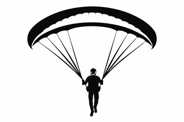 paraglider silhouette line art vector illustration with a white background