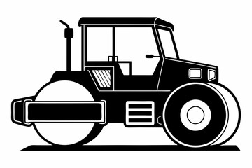 road roller silhouette line art vector illustration with a white background