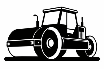 road roller silhouette line art vector illustration with a white background
