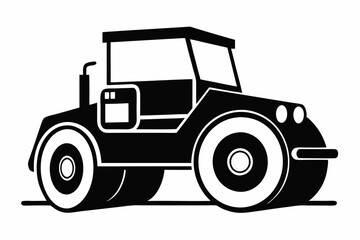 road roller silhouette line art vector illustration with a white background