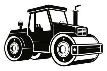 Naklejka premium road roller silhouette line art vector illustration with a white background