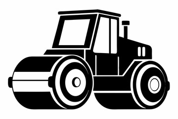 road roller silhouette line art vector illustration with a white background