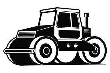 road roller silhouette line art vector illustration with a white background