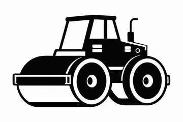 road roller silhouette line art vector illustration with a white background