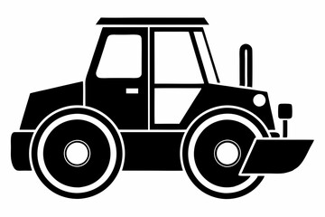 road roller silhouette line art vector illustration with a white background