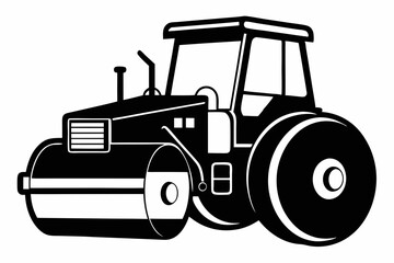 road roller silhouette line art vector illustration with a white background