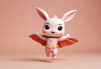 Stunning Showing Minimalist chibi superhero rabbit character design.