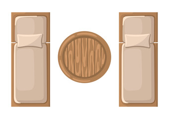 Deckchairs with table top view. Entourage design. Furniture for master plan. Vector.