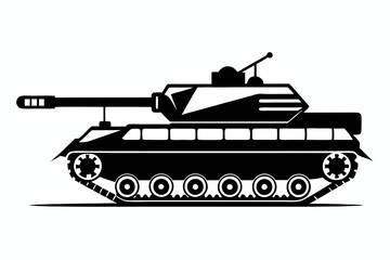 tank silhouette line art vector illustration with a white background