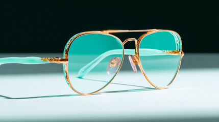 Modern sunglasses with mint background