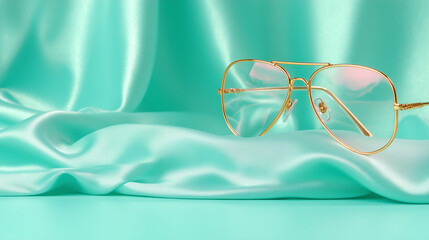 Modern sunglasses with mint background