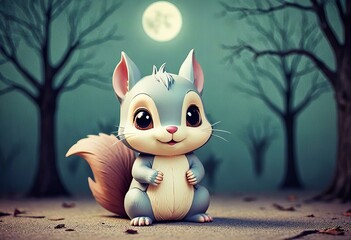 Elegant Chibi vampire squirrel, high quality