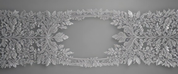 Intricate silver leaf lace border, shimmering, elegant design , deco, reflecting, artistic