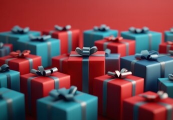 Fototapeta premium Colorful Gift Boxes with Ribbons and Bows for Festive Celebrations