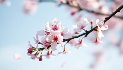 Fototapeta premium Macro photograph of a blossoming cherry tree branch