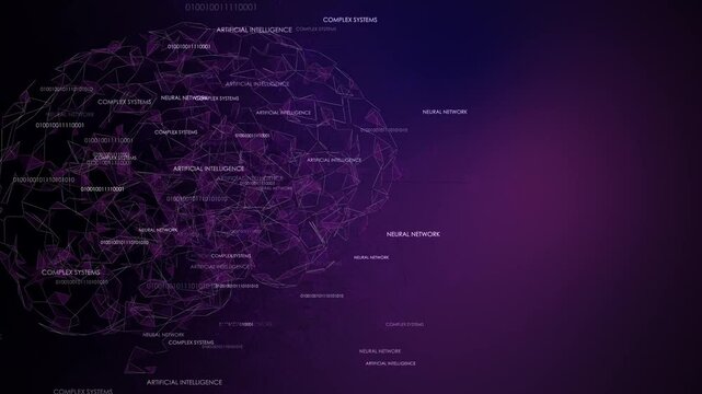 Cybernetic brain glowing information overload