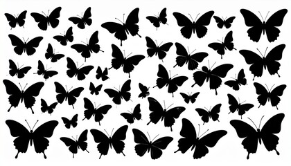 Set of various forms of butterflies silhouettes
