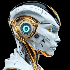 Futuristic robot head profile