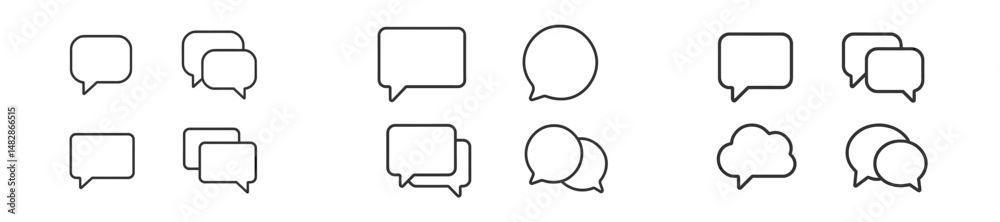 Leinwandbilder line art collection showcasing various speech bubbles and dialogue boxes in different shapes and siz