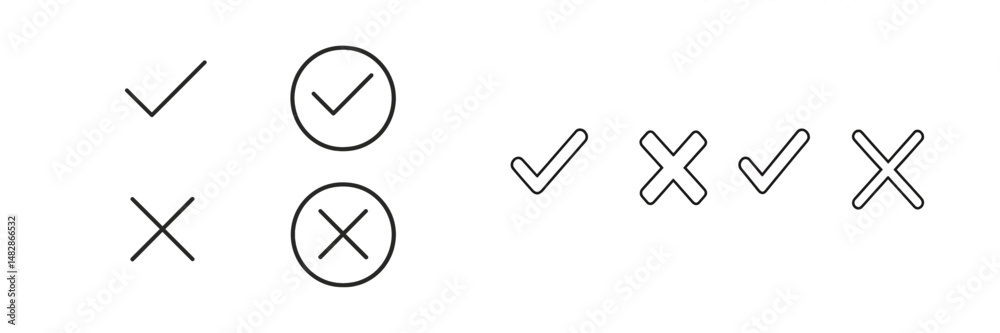 Aufkleber symbols indicating correct and incorrect responses displayed on a simple background for educational 