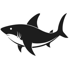 Obraz premium Black shark silhouette vector predator icon 