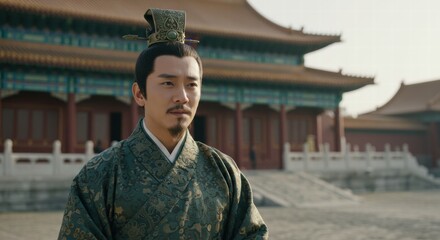 Portrait of a Chinese emperor in traditional Chinese imperial clothes