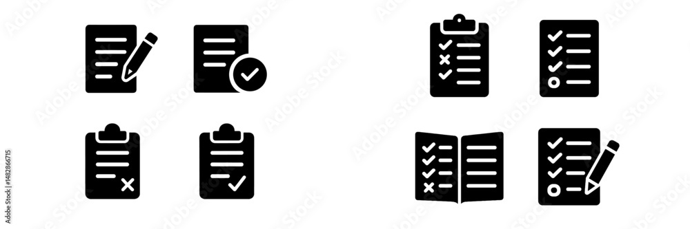 Fototapete checklist icons for task management and organization in various formats and orientations