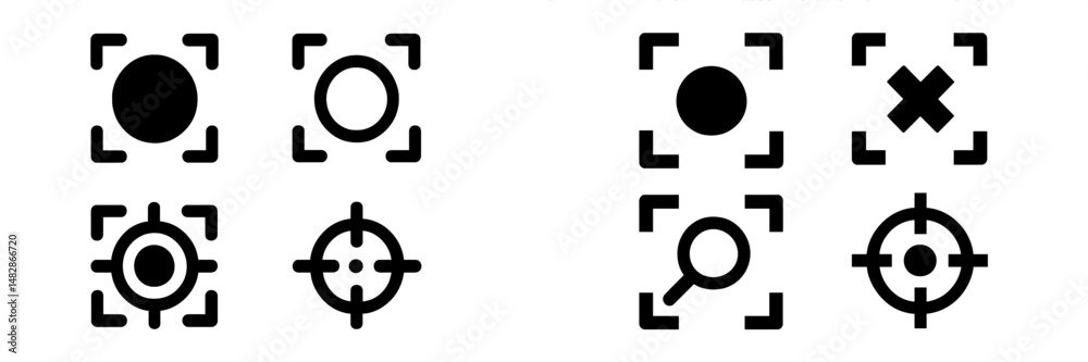 Poster various target icons showcasing different design elements and styles in a modern graphical layout