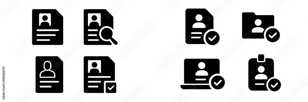 Fototapete Icons represent various aspects of document verification and identity management for professional use