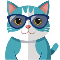 Cool cartoon cat with sunglasses vector
