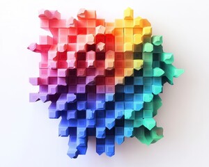 Colorful Abstract Geometric Pattern with 3D Cube Shapes and Tones