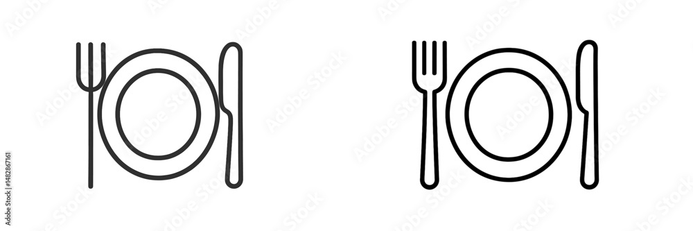 Poster different table setting designs featuring plates, forks, and knives on a simple background near midd