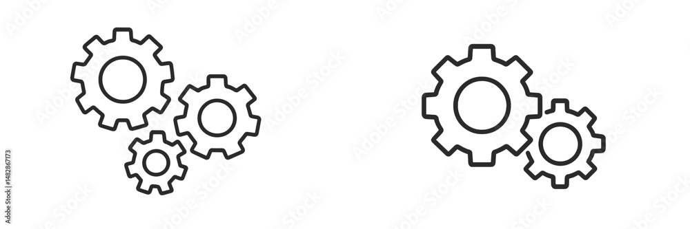 Poster gears in various sizes representing mechanical systems and engineering concepts in technological des