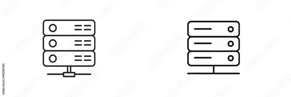 Poster collection of server icons representing data storage solutions and network infrastructure