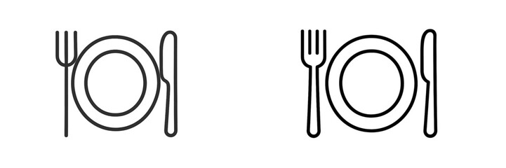 Different table setting designs featuring plates, forks, and knives on a simple background near midday