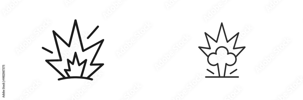 Fototapete Explosive symbols representing various types of blasts and fireworks in a minimalistic style