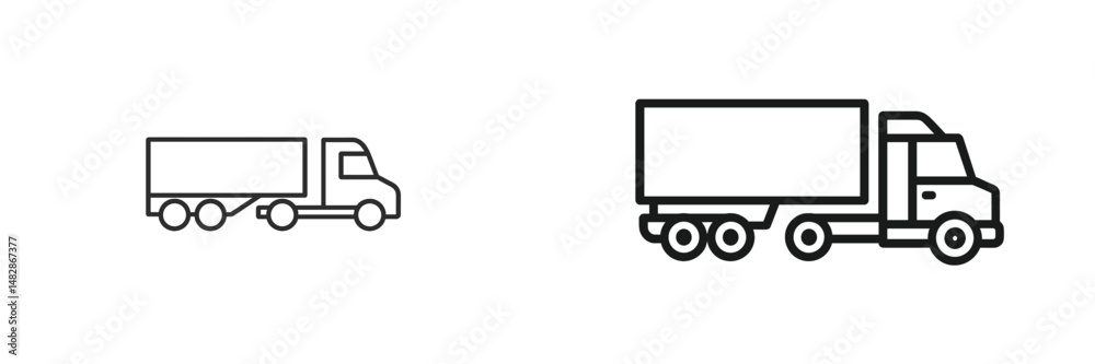 Aufkleber Different styles of delivery trucks showcasing varying sizes and designs in a simple line art format