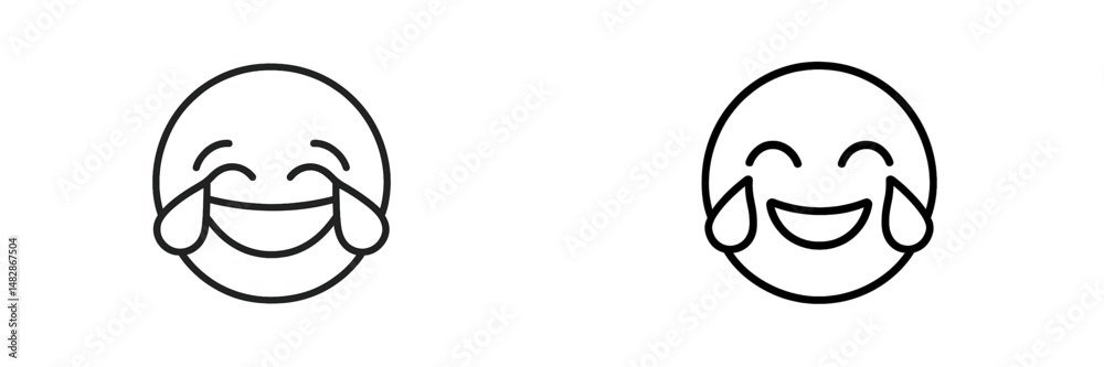 Aufkleber Two smiling emoji displaying joy and laughter, conveying emotions in a digital format during the day