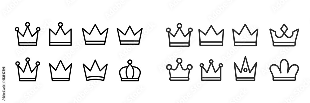 Aufkleber various crown designs featuring different styles and shapes for creative projects and graphic design