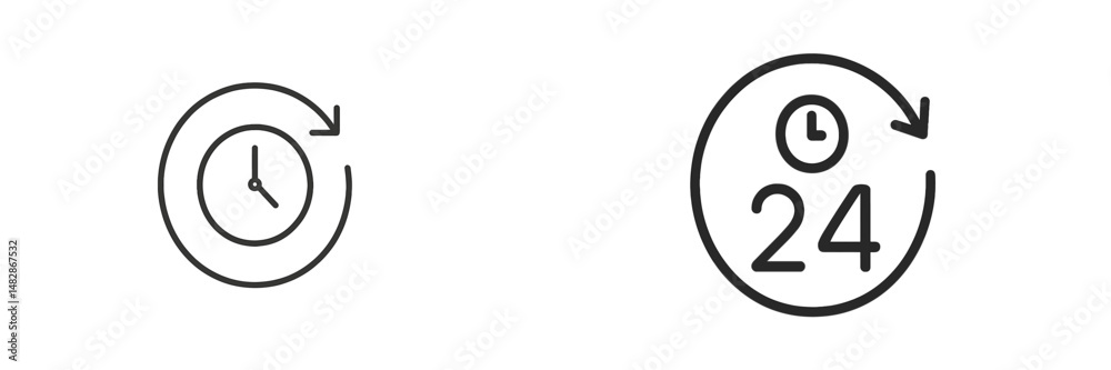 Aufkleber Clock symbols indicating time management and scheduling with circular designs in a minimalist style