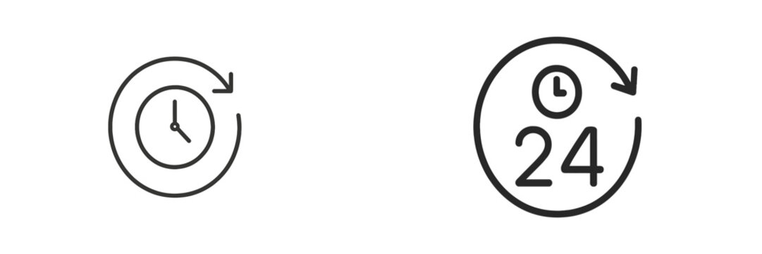 Clock symbols indicating time management and scheduling with circular designs in a minimalist style