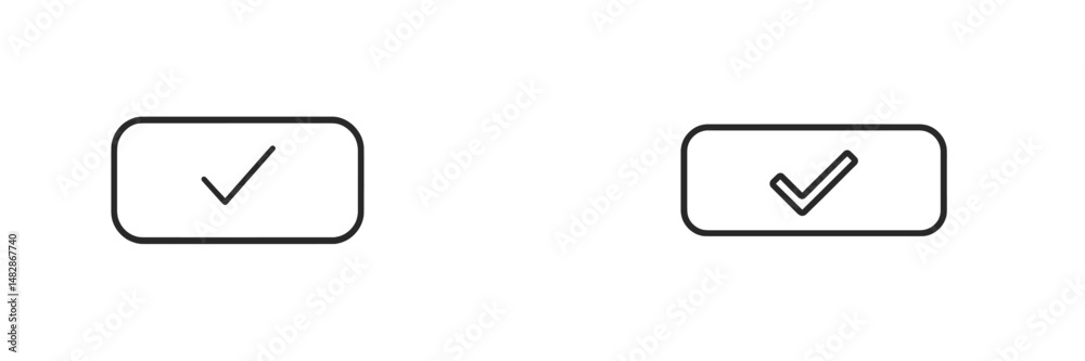 Poster two checkmark icons representing confirmation or approval in a minimalistic design style on a white 