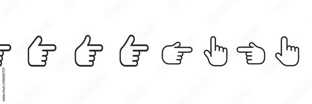 Aufkleber Various hand gestures indicating direction and attention in a minimalist style