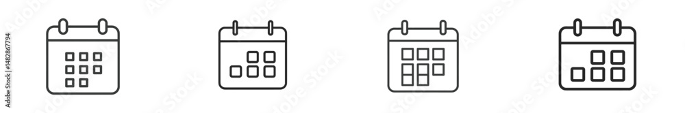 Fototapete Calendar icons displaying different layouts for scheduling events and appointments in a digital format