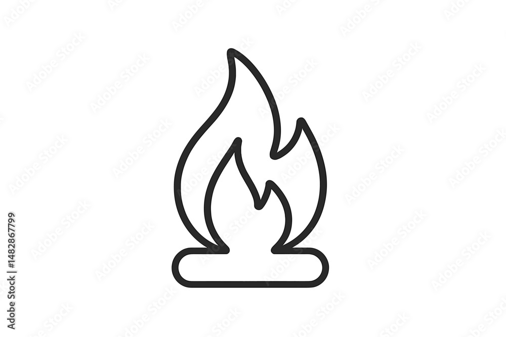 Poster flame symbol representing fire and warmth in a minimal design suitable for various applications